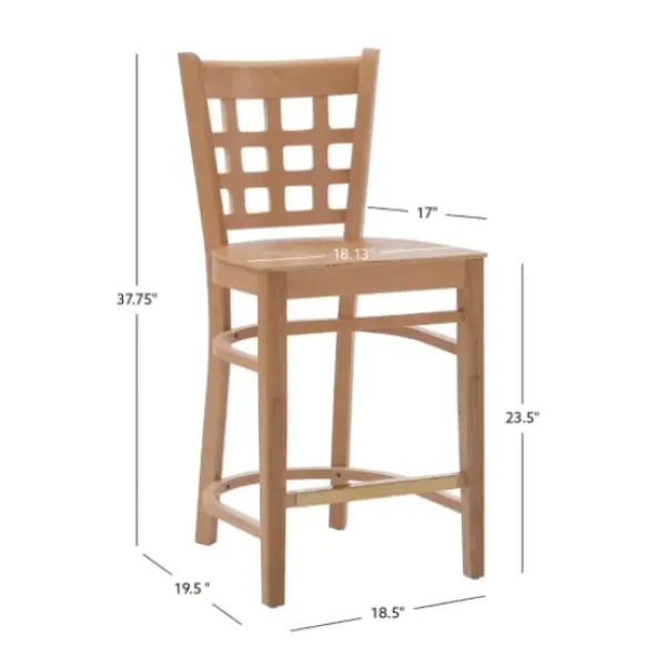 Bar Stools & Counter Height Stools-Kirkland's Home Natural Grid Back Wood Counter Stools, Set Of 2 Tan