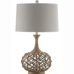 Table Lamps-Kirkland's Home Natural Hemp Rope Coastal Table Lamp White