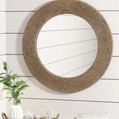 Decorative Mirrors-Kirkland's Home Natural Jute Round Wall Mirror