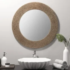 Decorative Mirrors-Kirkland's Home Natural Jute Round Wall Mirror