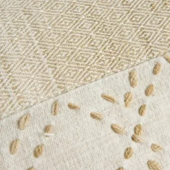 Pillows-Kirkland's Home Natural Kantha Stitch Recycled Throw Pillow Tan