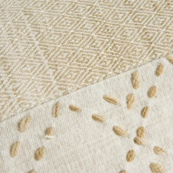 Pillows-Kirkland's Home Natural Kantha Stitch Recycled Throw Pillow Tan