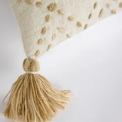 Pillows-Kirkland's Home Natural Kantha Stitch Recycled Throw Pillow Tan