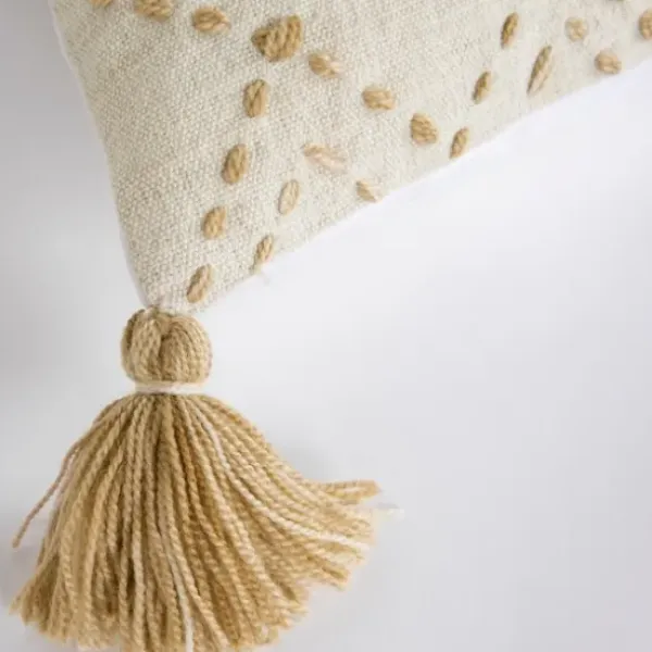Pillows-Kirkland's Home Natural Kantha Stitch Recycled Throw Pillow Tan