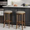Bar Stools & Counter Height Stools-Kirkland's Home Natural Linen And Wood Bar Stools, Set Of 2 Tan