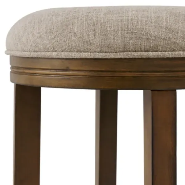 Bar Stools & Counter Height Stools-Kirkland's Home Natural Linen And Wood Bar Stools, Set Of 2 Tan
