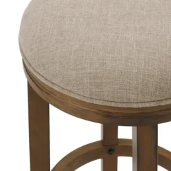 Bar Stools & Counter Height Stools-Kirkland's Home Natural Linen And Wood Bar Stools, Set Of 2 Tan