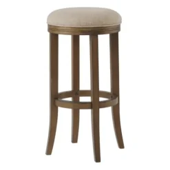 Bar Stools & Counter Height Stools-Kirkland's Home Natural Linen And Wood Bar Stools, Set Of 2 Tan