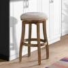 Bar Stools & Counter Height Stools-Kirkland's Home Natural Linen Barrel Base Swivel Bar Stool Tan