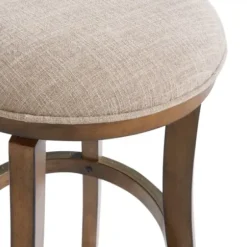 Bar Stools & Counter Height Stools-Kirkland's Home Natural Linen Barrel Base Swivel Bar Stool Tan