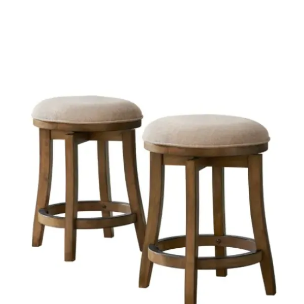 Bar Stools & Counter Height Stools-Kirkland's Home Natural Linen Barrel Base Swivel Counter Stool Set Tan