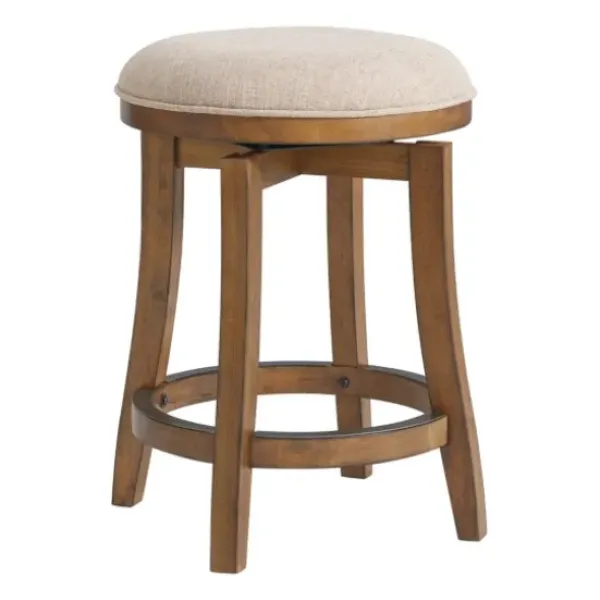 Bar Stools & Counter Height Stools-Kirkland's Home Natural Linen Barrel Base Swivel Counter Stool Set Tan