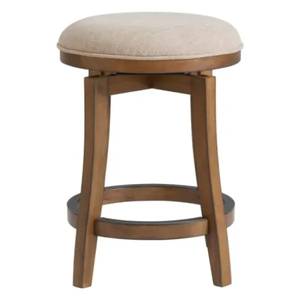Bar Stools & Counter Height Stools-Kirkland's Home Natural Linen Barrel Base Swivel Counter Stool Set Tan