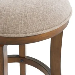 Bar Stools & Counter Height Stools-Kirkland's Home Natural Linen Barrel Base Swivel Counter Stool Set Tan