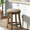 Bar Stools & Counter Height Stools-Kirkland's Home Natural Linen Barrel Base Swivel Counter Stool Tan