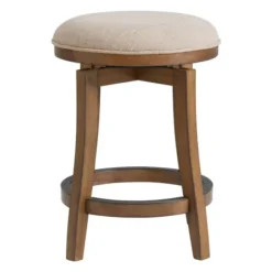 Bar Stools & Counter Height Stools-Kirkland's Home Natural Linen Barrel Base Swivel Counter Stool Tan