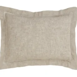 Pillows-Kirkland's Home Natural Linen Down Hemstitched Lumbar Pillow Tan
