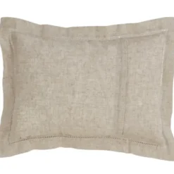 Pillows-Kirkland's Home Natural Linen Down Hemstitched Lumbar Pillow Tan