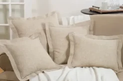 Pillows-Kirkland's Home Natural Linen Down Hemstitched Lumbar Pillow Tan