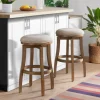 Bar Stools & Counter Height Stools-Kirkland's Home Natural Linen 2-Pc. Barrel Base Bar Stool Set Tan