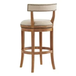 Bar Stools & Counter Height Stools-Kirkland's Home Natural Linen Upholstered Swivel Bar Stool Tan