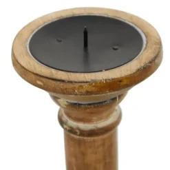 Candle Holders-Kirkland's Home Natural Mango Wood Carved Candle Holders, Set Of 3 Tan