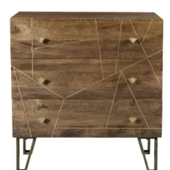 Dressers & Chests-Kirkland's Home Natural Mango Wood Chest With Brass Inlay