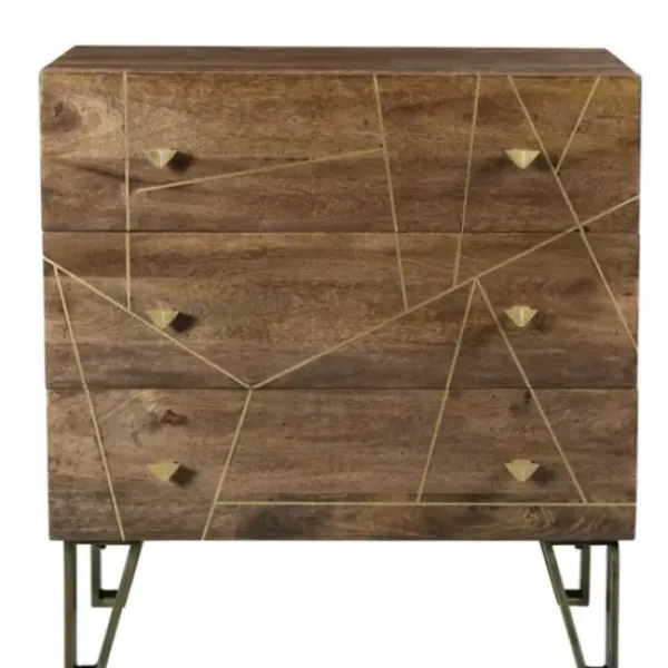 Dressers & Chests-Kirkland's Home Natural Mango Wood Chest With Brass Inlay