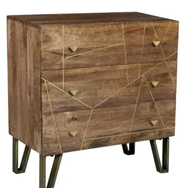 Dressers & Chests-Kirkland's Home Natural Mango Wood Chest With Brass Inlay
