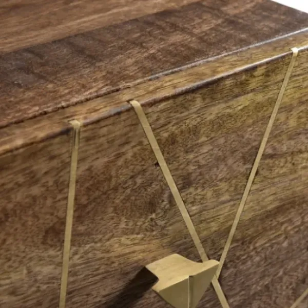 Dressers & Chests-Kirkland's Home Natural Mango Wood Chest With Brass Inlay