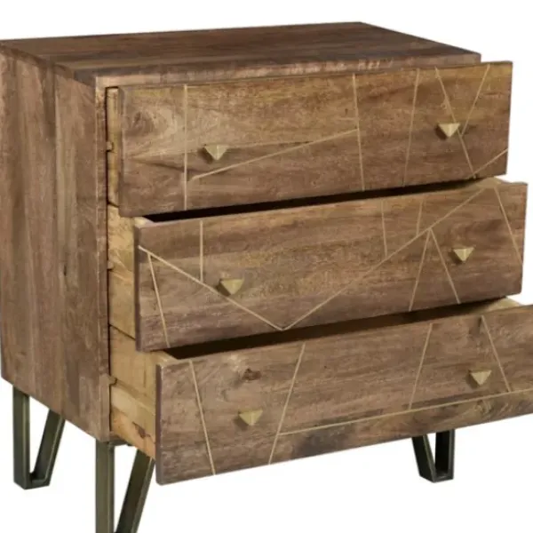 Dressers & Chests-Kirkland's Home Natural Mango Wood Chest With Brass Inlay
