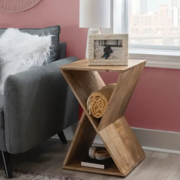 Accent & End Tables-Kirkland's Home Natural Mango Wood Hourglass Accent Table Brown