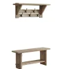 Entryway Furniture-Kirkland's Home Natural Mango Wood 2-Pc. Wall Hook And Bench Set