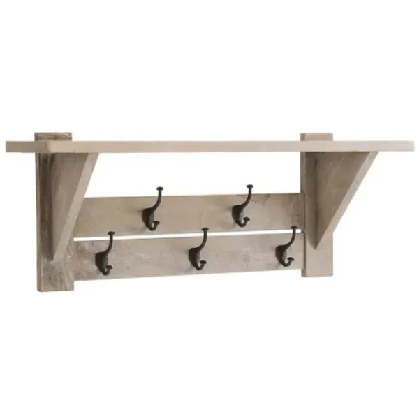Entryway Furniture-Kirkland's Home Natural Mango Wood 2-Pc. Wall Hook And Bench Set