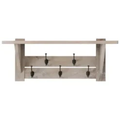 Entryway Furniture-Kirkland's Home Natural Mango Wood 2-Pc. Wall Hook And Bench Set
