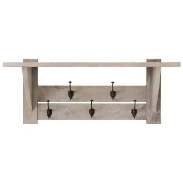 Entryway Furniture-Kirkland's Home Natural Mango Wood 2-Pc. Wall Hook And Bench Set