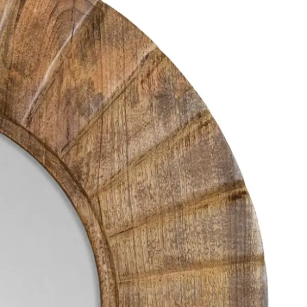 Decorative Mirrors-Kirkland's Home Natural Mango Wood Round Frame Mirror