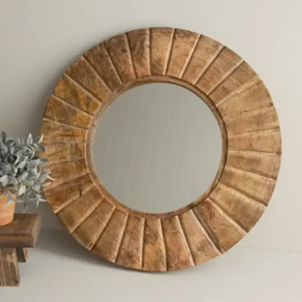Decorative Mirrors-Kirkland's Home Natural Mango Wood Round Frame Mirror