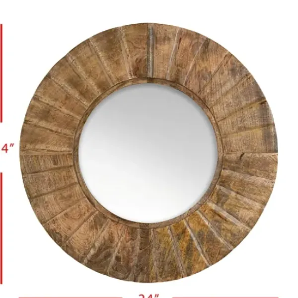 Decorative Mirrors-Kirkland's Home Natural Mango Wood Round Frame Mirror