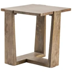 Accent & End Tables-Kirkland's Home Natural Mango Wood T-Base Accent Table