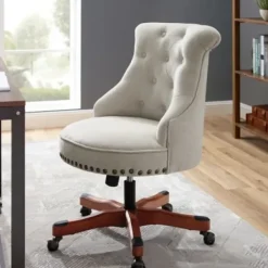Office Furniture-Kirkland's Home Natural Miller Tufted Office Chair Tan