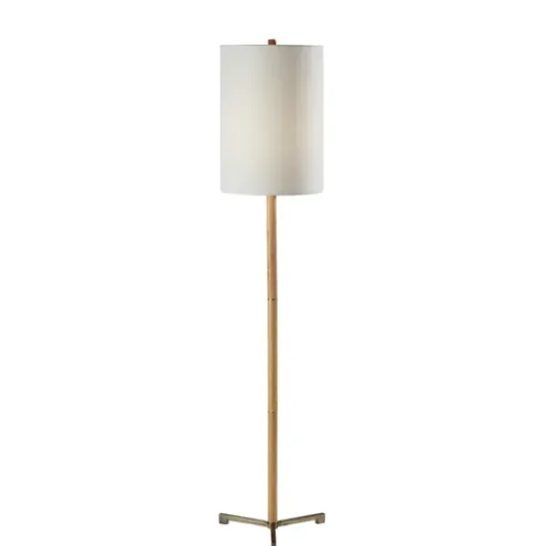 Floor Lamps-Kirkland's Home Natural Oak Wood Slim Floor Lamp White