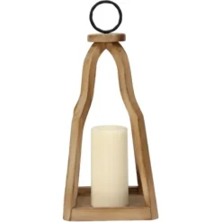 Lanterns-Kirkland's Home Natural Open Wood Frame Lantern Brown/Black