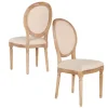 Dining Chairs-Kirkland's Home Natural Oval Back Linen Dining Chairs, Set Of 2 White