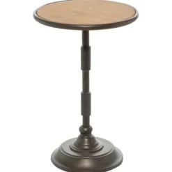 Accent & End Tables-Kirkland's Home Natural Pine And Gray Metal Accent Table, 21 In. Brown/Gray