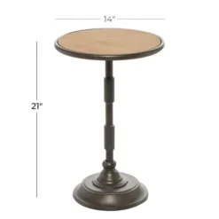 Accent & End Tables-Kirkland's Home Natural Pine And Gray Metal Accent Table, 21 In. Brown/Gray
