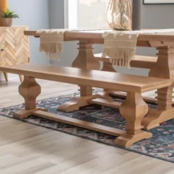 Benches & Ottomans-Kirkland's Home Natural Pine Wood Knotted Column Bench Tan