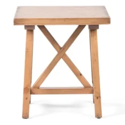 Accent & End Tables-Kirkland's Home Natural Pine Wood Trellis Accent Table Brown