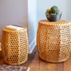 Accent & End Tables-Kirkland's Home Natural Rat Drum 2-Pc. Accent Table Set Tan