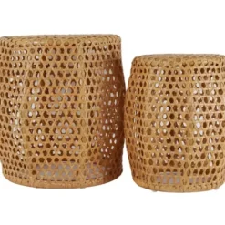 Accent & End Tables-Kirkland's Home Natural Rat Drum 2-Pc. Accent Table Set Tan